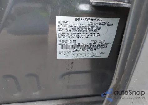 2005 Mercury Montego Premier из США, поврежденный, VIN 1MEFM42105G612546